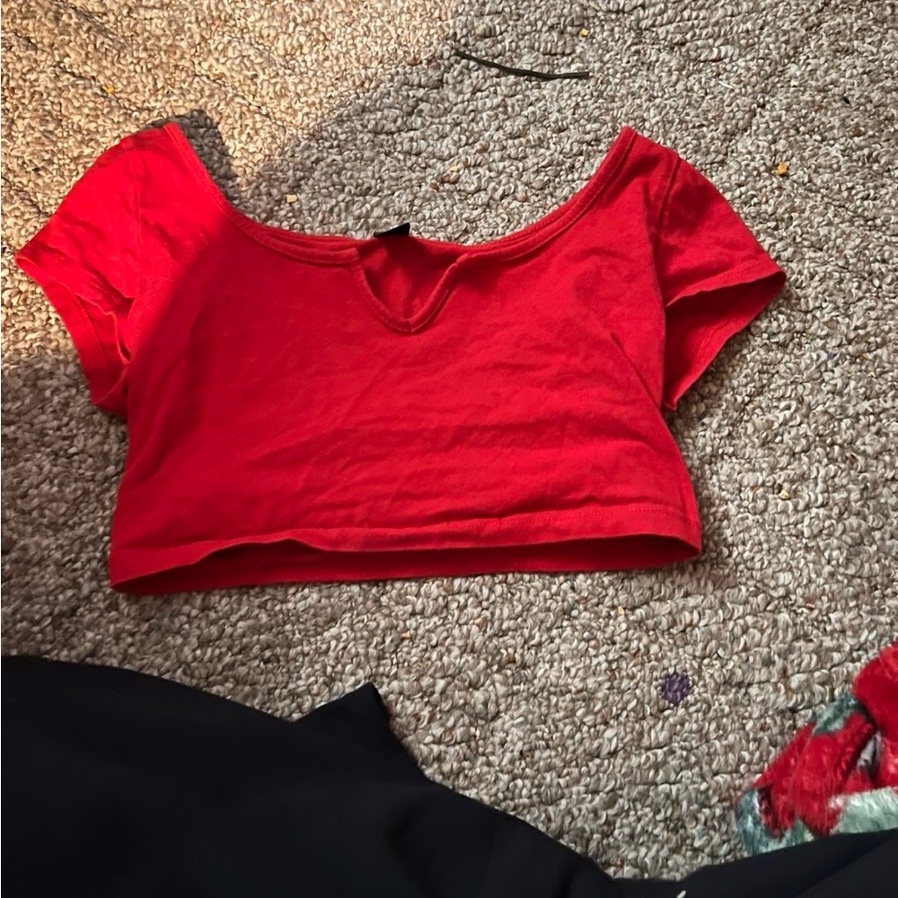 SHEIN Vibrant Red Crop Top